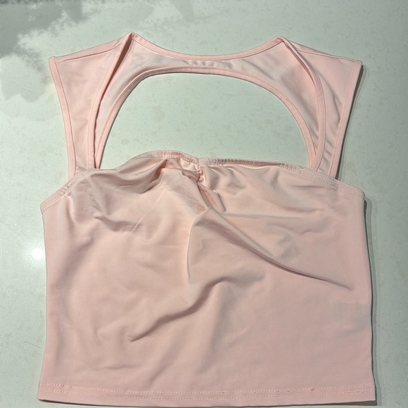 Shein EZwear cut out ruched bust crop top pink SIZE US6/M - Picture 1 of 2